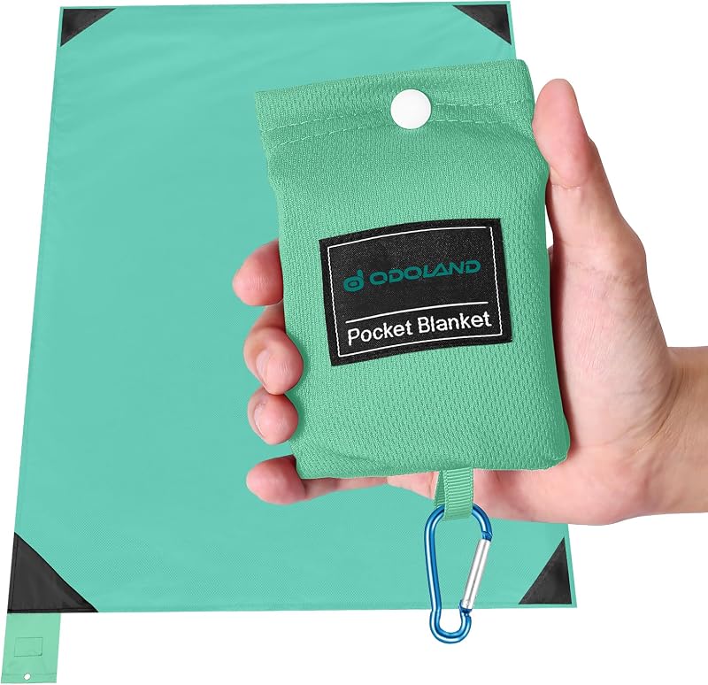 Odoland Outdoor Pocket Travel Blanket Beach Mat Waterproof Sand Proof 63x43