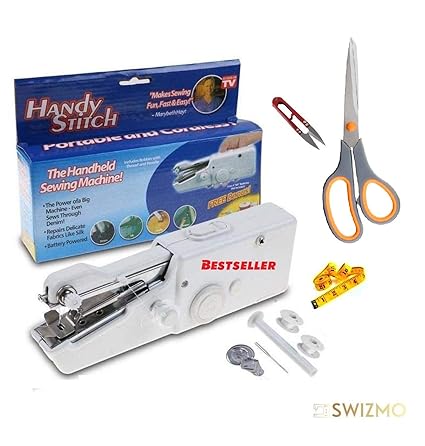 SWIZMO Lightweight Stitch Handheld Cordless Portable Scissor and Electric Mini Sewing