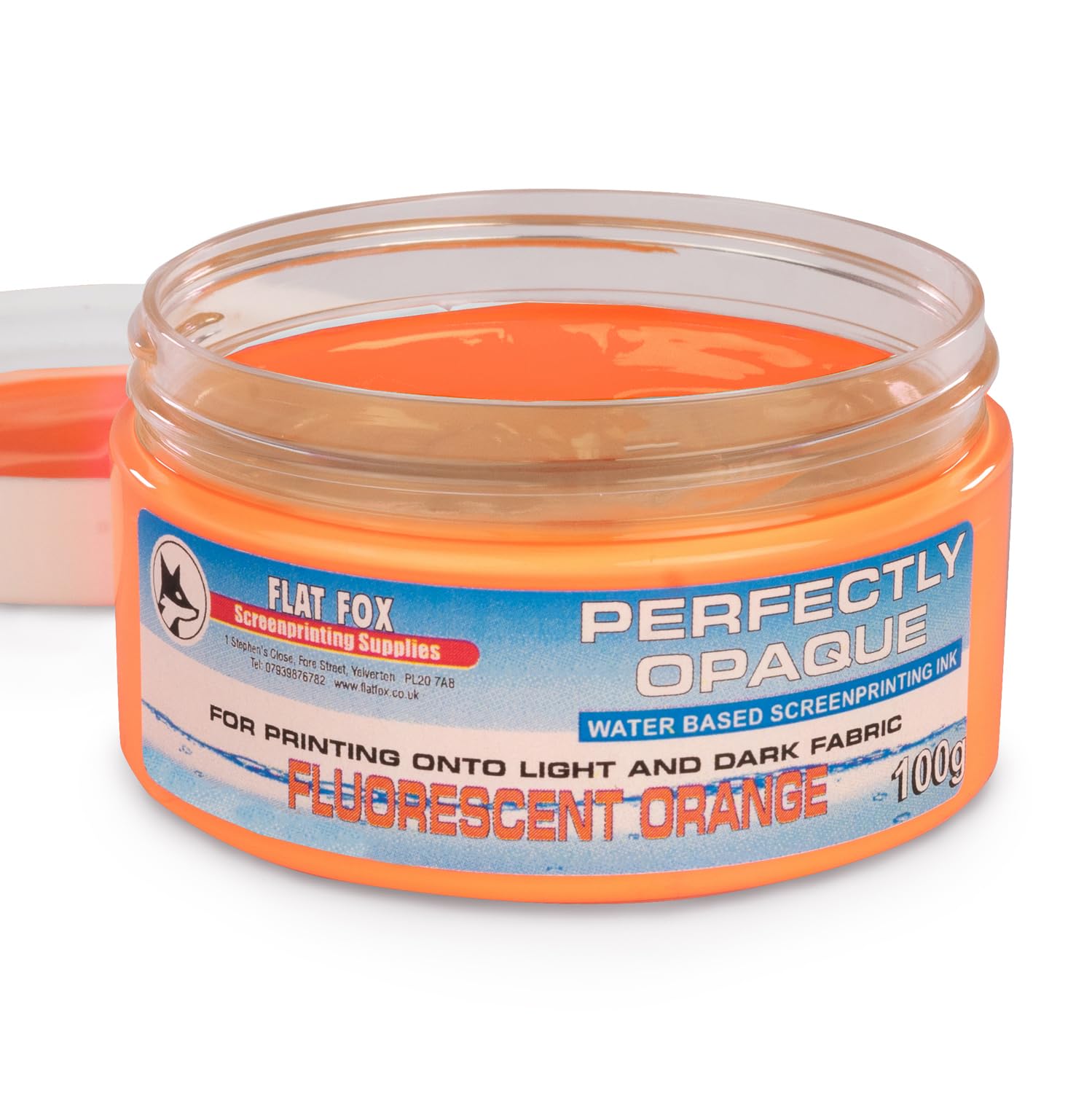 Flat Fox Screen Printing Opaque Water Based Fabric Inks (Fluorescent Orange, 100g)… — image 1