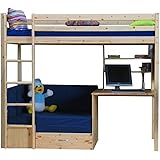 Thuka Hochbett, 90x200 Bett natur inkl. Matratze grau und Lattenrost ...