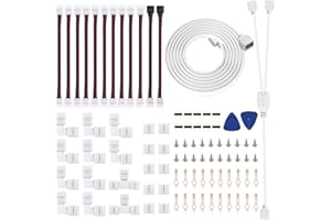 iCreating 5050 4Pin LED Strip Connector Kit 10mm RGB 4 Pin LED Connector Accessories Kit Include L LED Connectors for Strip Lights, 4-pin LED Light Strip Connectors with Wire, LED Extension Cable