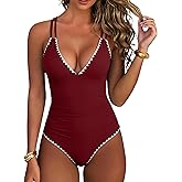 ANRABESS Women One Piece Swimsuits Tummy Control Slimming Bathing Suit Push Up V Neck Swimwear 2026 Beach Vacation Clothes