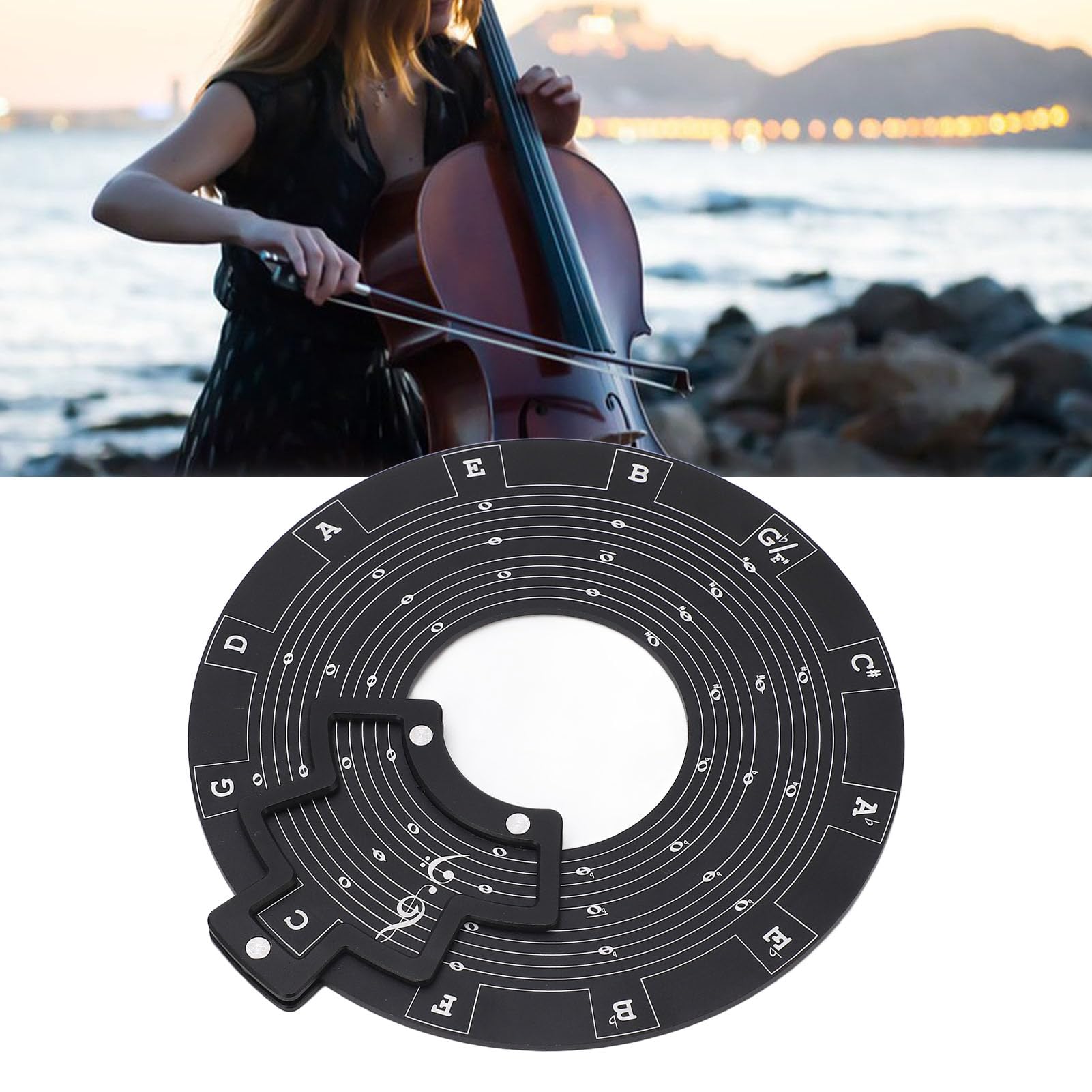 Round Circle of Fifths Wheel Metal Melody Tool with Storage Bag,Aluminum Alloy Chord Wheel Melody Chord Tool Music Theory Learning Tool Music Transpose Accessories for Musicians