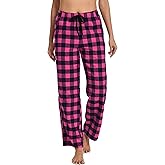 Nutria Womens Flannel Pajama Pants Plaid Cotton Soft Brushed PJ Bottoms Warm Lounge Sleep Winter Sleepwear with Pockets D06