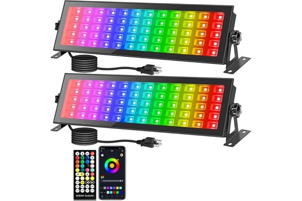 2 Pack 120W Stage Light Bar, RGBCW Smart LED Uplighting, Outdoor Wall Washer, IP66 Waterproof RGB Bar with APP Control, Wash