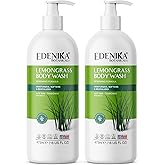EDENIKA BOTANICALS Lemongrass Body Wash with Vitamin E, Cleanses, Refreshes & Invigorates, Shower Gel for Dry and Sensitive Skin, Women & Men, Organic & Natural, 16 fl oz, 2-Pack