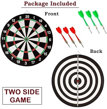 Supreme Deals Latest Wooden 17 inch Double Faced Flock Printing Thickening Tournament Bristle Dartboard Game Dart with 6 Needle (17 x 17-inch)