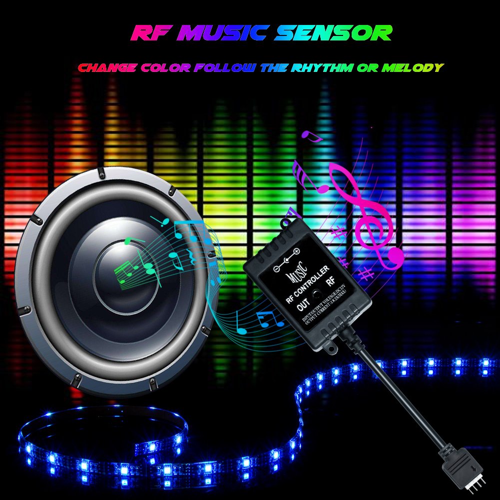 Abtong USB LED Strip Lights Sync to Music, 7.5ft/2.5M Music Led Light Strip with RF Remote Waterproof LED Strip Rope Lights USB Powered RGB LED Lights Flexible Color Changing Lights