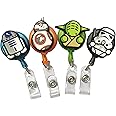 hqq charms 4PCS Retractable Badge Holder,Hero Badge Holder Reel Clip,Cartoon Retractable Badge Reel, Badge Reel Holder for Kids, Nurses, Name Badge Holders with Clip for Offices (2Mix)