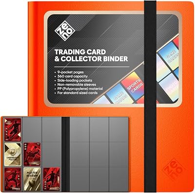 ZENO 9 Pocket Card Binder 360 Capacity Side-Loading PP Durable Orange