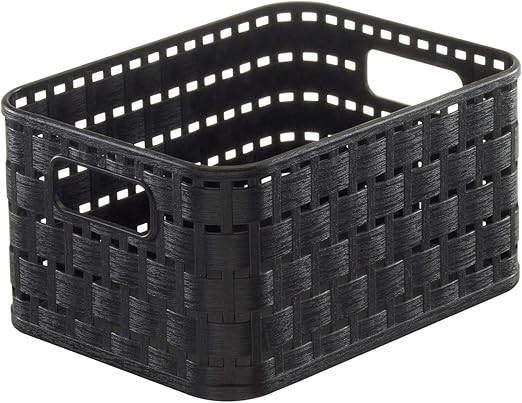 Rotho Country - Caja de almacenaje con efecto de mimbre, Negro, A6: Amazon.es: Hogar