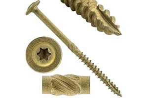 Jake Sales #15 x 4 Construction Lag Screw Exterior Coated Torx/Star Drive Heavy Duty Structural Lag Screw Far Superior to Common Lag Screws (100 Screw Count) Modified Truss Washer Head