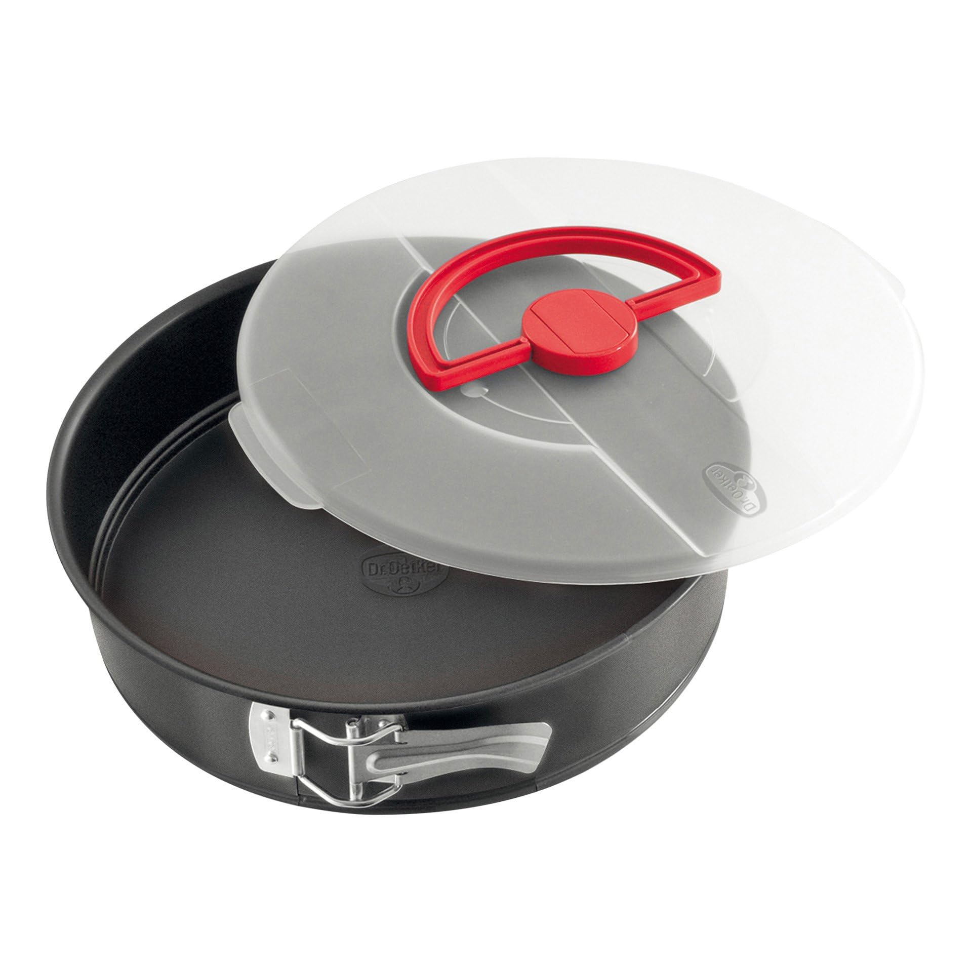Dr.Oetker "Bake and Go Spring Form with Lid, Stainless Steel, Black, 26 cm