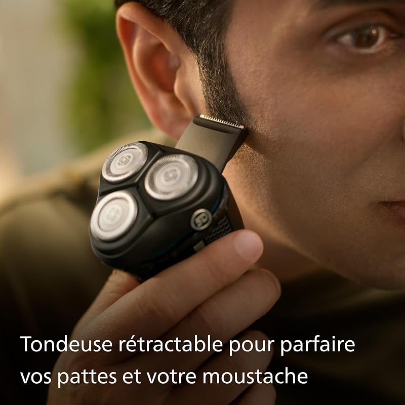 Electric Shaver Series 3000 - rasoir électrique Wet & Dry pour hommes avec technologie SkinProtect, couleur Noir, tondeuse rétractable, rasoir sans fil avec housse de voyage (modèle S3241/12)