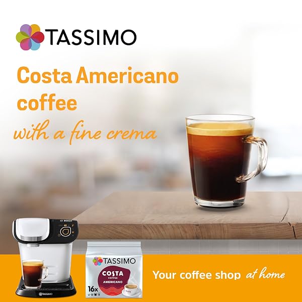 TASSIMO COSTA AMERICANO 16 T DISCS (PACK OF 5, TOTAL 80 T DISCS), WHITE AND RED