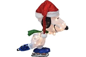 ProductWorks 24IN Peanuts LED 3D PRELIT Yard DÉCOR Skating Snoopy, White
