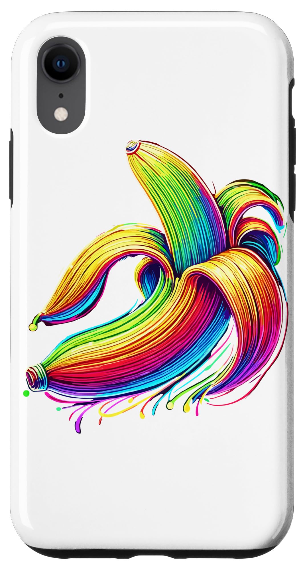 iPhone XR Colorful Line Art Banana Bananas Case