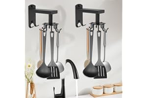2pack Kitchens Utensil Rack 360 Rotating Utensils Hanging Rack with 10 Hooks Kitchen Ware Holder Cooking Tool Hanger for Spoo