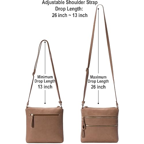 Solene Crossbody Bag Functional Multi Pocket Double Zipper Purse With