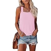 QUEZHU Blouse Tank Tops for Women Casual Summer Square Neck Chiffon Blouse Loose Flowy Sleeveless Tunic Shirts