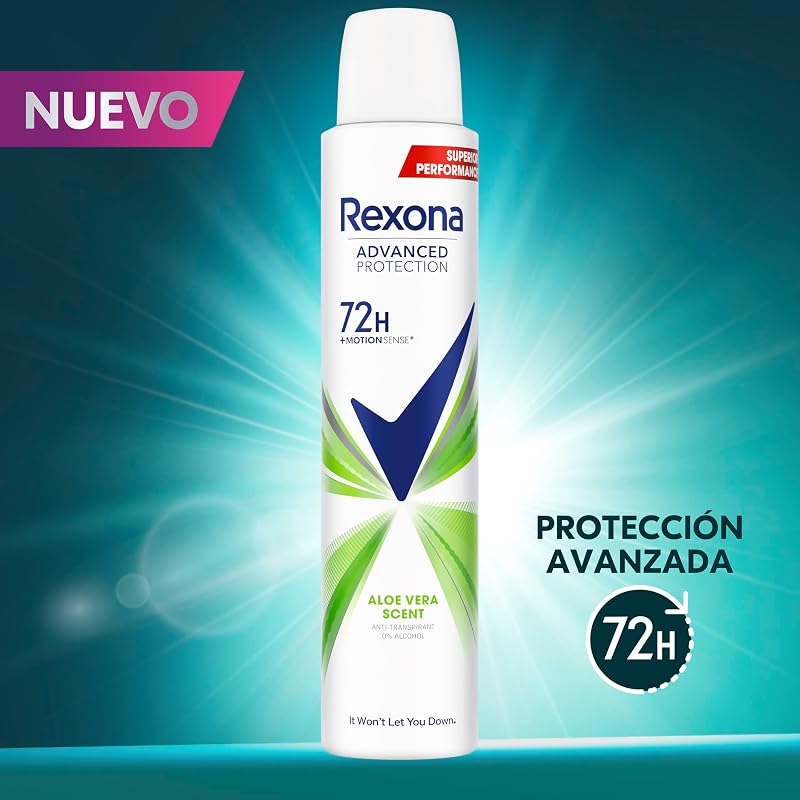 Rexona advanced protection antitranspirante desodorante aerossol feminino aloe vera 72h 200 ml 200 ml, embalagem de 6 unidades