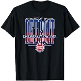 Detroit Pistons NBA Stretch T-Shirt - Black, Unisex-Adults & Unisex-Kids, Short Sleeve, V-Neck, Small