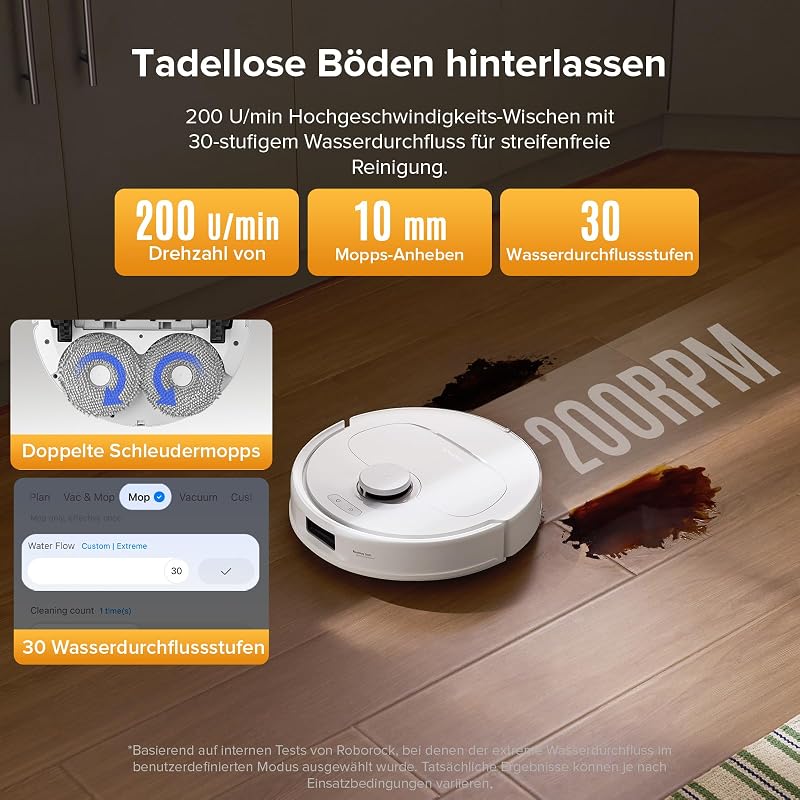 QV 35S-Set Saugroboter mit Wischfunktion, 10.000 Pa HyperForce Saugkraft, Anti-Tangle-Bürsten, Anhebbare Schleudermopps, Intelligente Hindernisvermeidung, All-in-One Dock (Weiß)