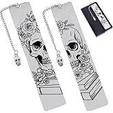 Halloween Skull Horror Bookmarks Gifts - Shejdgart 2PCS Skeleton Book Accessories for Reading Lovers Gothic Bookmark Gifts for Women Halloween Gifts for Women Birthday Thanksgiving Christmas Gifts