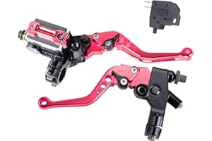 MRELC Universal Motorcycle 7/8" 22mm Handlebar Brake Master Cylinder Clutch Lever CNC Left & Right Set Compatible with Harley Honda Kawasaki Suzuki Yamaha（ Piston Diameter 12.7mm (Red)
