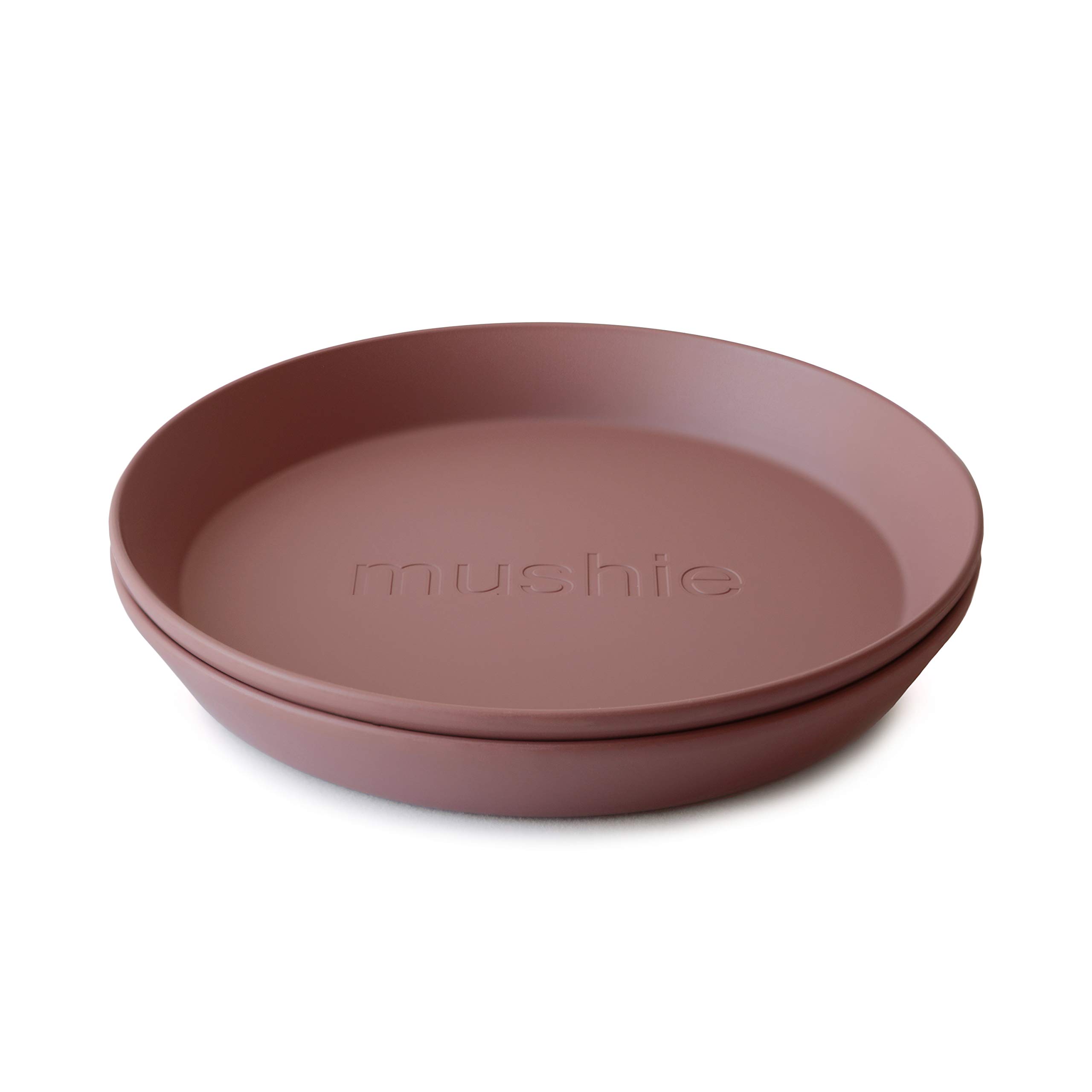 Mushie Dinnerware Plates for Kids | Tableware Set of 2 | Reusable BPA Free | Dishwasher & Microwave Safe | Made in Denmark | Round (Woodchuck)