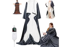 Wearable Heated Blanket with Sleeves & Foot Pocket – Electric Snuggle Throw with 8 Heat Settings & 1-12H Auto Shut-Off, 50"x7