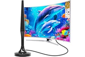 TV Antenna for Free Channels, 2025 Digital TV Antenna Indoor with Strong Magnetic Base, Long Range Reception HD Antenna for T