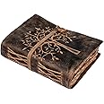 LEATHER VILLAGE Tree of Life Journal - 6 X 4 (A6) inches - Rustic Brown - 200 Antique Deckle Edge Handmade Paper – Book of Shadows - Vintage Leather Bound Journal for Women & Men