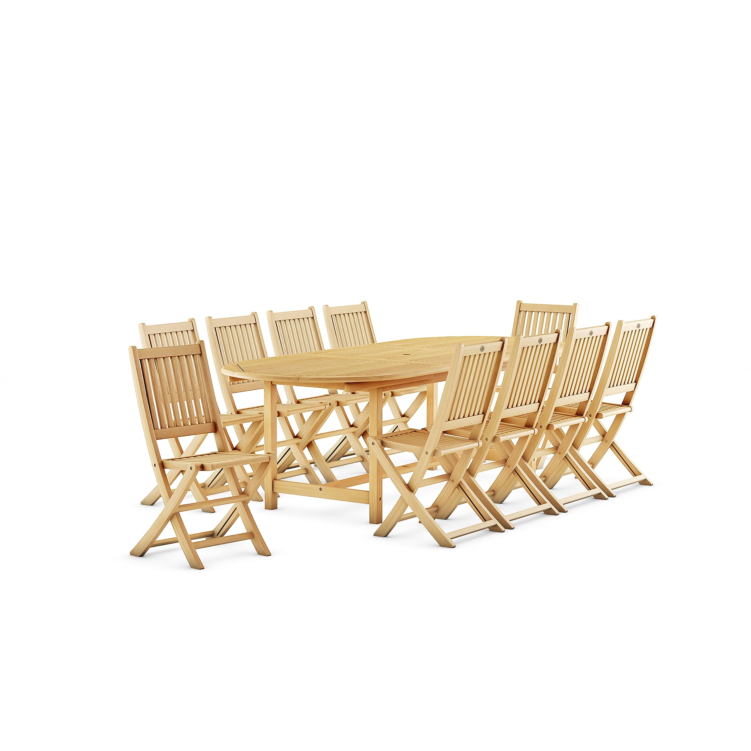 Photo 1 of ****FACTORY SEALED*** 
Amazonia Bergen 11-Piece Outdoor Oval Dining Set | Certified Teak | Ideal for Patio and Indoors, Light Brown