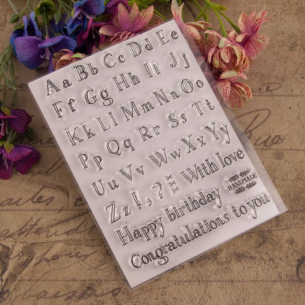 HEALLILY Alphabet Clear Stamps Happy Birthday Congratulations Cards Letters Making Rubber Stamp Educational Toy for Scrapbooking Embossing Album Diary Decoration - Image 3