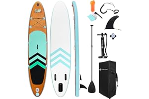 JC-ATHLETICS Inflatable Stand Up Paddle Board (6 Inches Thick), ISUP Package W/Premium SUP Accessories & Backpack, Non-Slip Deck,Fins, Adjustable Paddle, Leash, Hand Pump,Standing Boat for Youth & Adult