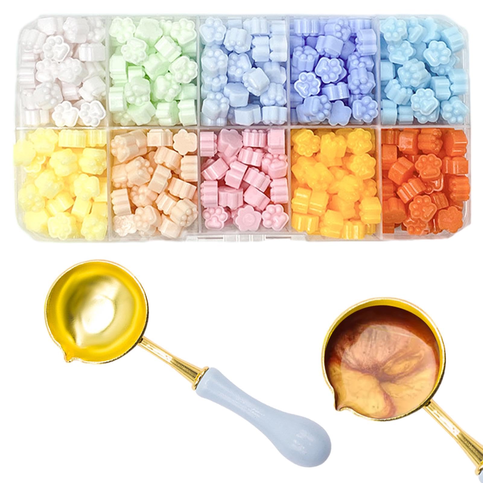 Violotoris 380 Pcs Sealing Wax Sealing Wax Beads Sticks Set Wax Melting Spoon Macaron colors Sealing Wax Beads with Deer Wax Stamp Wax Seal Warmer Wax Seal Spoon Tea Candles Metal Pen