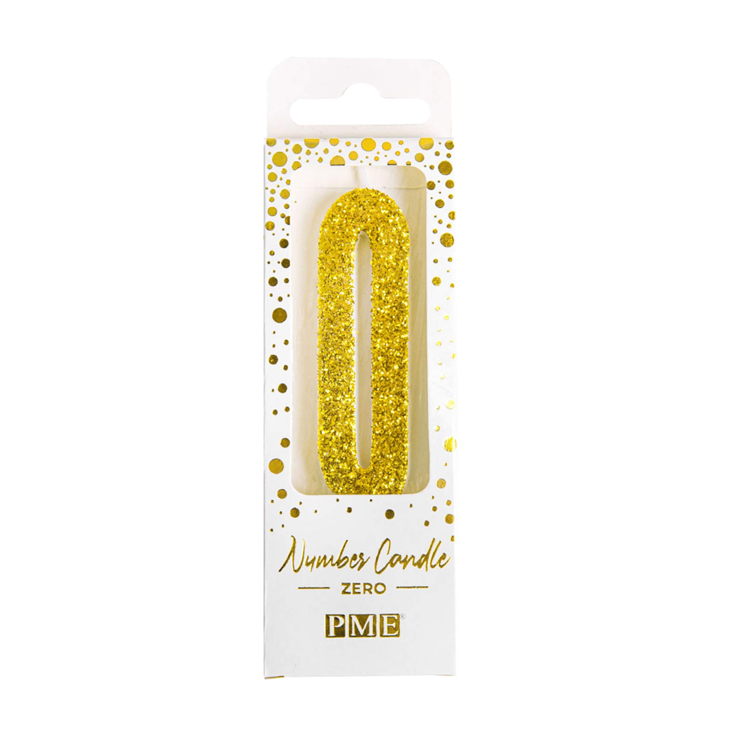 PME Gold Glitter Number Candle 0, 3 inch