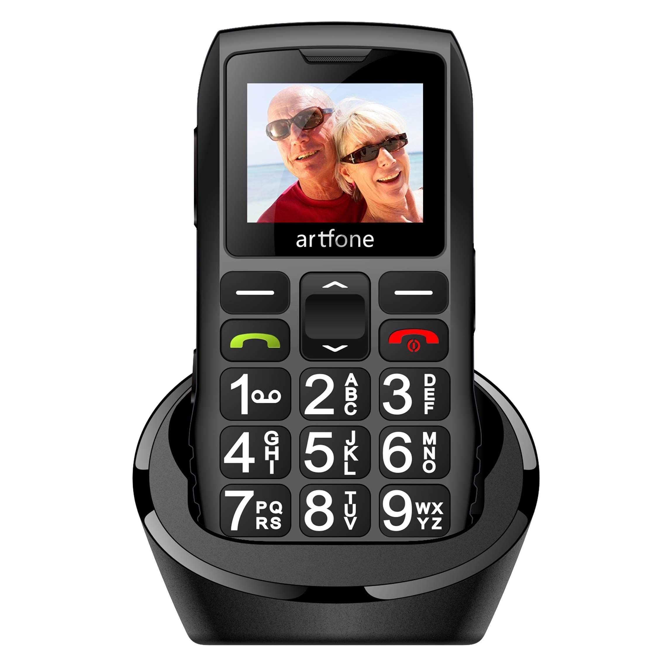 artfone C1+ Senior Mobile Phone without Contract, Dual SIM Mobile Phone with Emergency Call Button, Pensioner Mobile Phone Large Buttons, 1400 mAh Battery Long Standby Time, Large Button Mobile Phone with Charging Station, 1.77 Inch Colour Display
