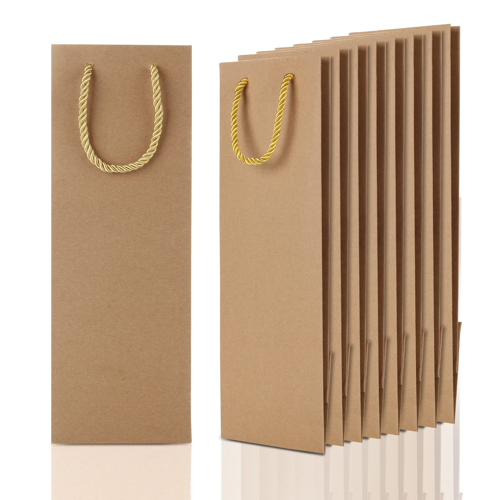 AKOLAFE 30 Pcs Bottle Gift Bags - Bulk Brown 750ml Kraft Paper Wine Bags for Christmas, Wedding, Party