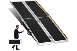 TRIBLE SIX Wheelchair Ramp 5FT, Anti-Slip Aluminum Folding Portable Handicap Threshold Entry Ramp for Home, Doorways Steps, Scooter, Stairs, 600LBs Capacity,60" L x 28.3" W