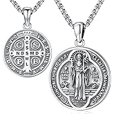 Eusense Saint Necklace Sterling Silver 925 Protection Jewelry for Men Women Patron St Medals Amulet Pendant