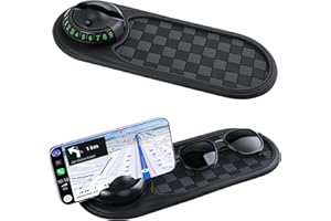 SHANGFEI Multifunction Car Anti-Slip Mat,Auto Phone Holder,Rotatable Anti Skid Car Dashboard Pad with Temporary Parking Numbe,Multifunction Car Dashboard Mobile Phone Holder-for Phone/Sunglasses/Key