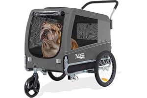 Tiggo Veelar Sports Pets Large Dog Bike Trailer & Stroller for Medium,Large Dog or Multiple Small Dogs, Pet Stroller for Dogs Up to 78 lbs, Parking Brakes, Low Center of Gravity
