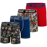 ED HARDY Boys Boxer Briefs Multipack Performance Underwear, Breathable Stretch Fabric, Tattoo Skull Graphic Designs