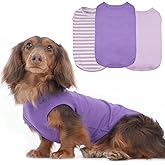 3 Pack M-Purple Striped Dog T Shirt for Small Dogs,Medium Sleeveless Dachshund Tee for Rainy Weather,Keep Body Heat After Runing,Lightweight Shirt Grass Protection Skin(Purple,M)