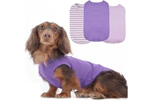 MORVIGIVE 3 Pack M-Purple Striped Dog T Shirt for Small Dogs,Medium Sleeveless Dachshund Tee for Rainy Weather,Keep Body Heat After Runing,Lightweight Shirt Grass Protection Skin(Purple,M)