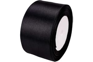 ATRBB 25 Yards 2 inches Wide Satin Ribbon Perfect for Wedding,Handmade Bows and Gift Wrapping (Black)