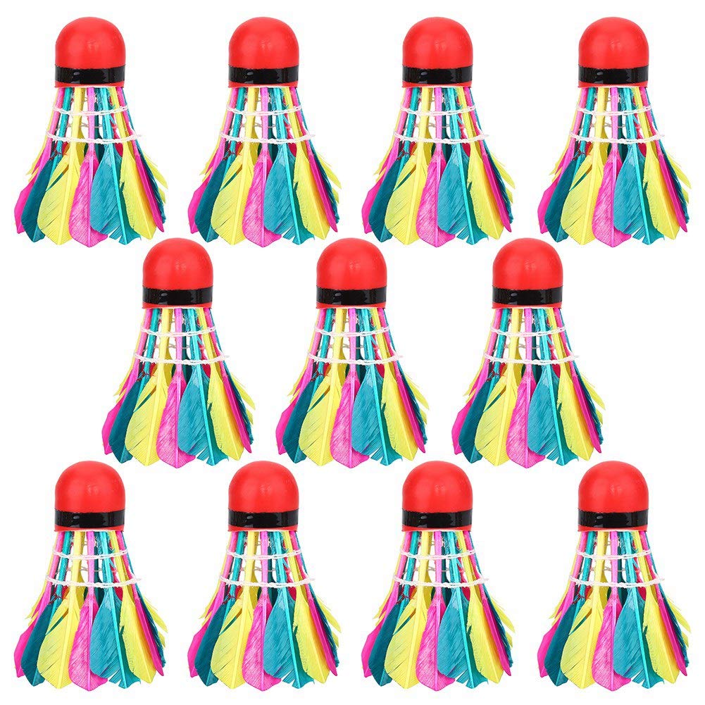 Yosoo Health Gear 11PCS Colourful Badminton Shuttlecocks, Rainbow Shuttlecocks, Shuttlecocks Badminton Ball for Indoor Outdoor Sports Training Playing, Multi Colour Badminton Feather Shuttles