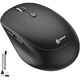 iClever Bluetooth Mouse, Dual Mode Wireless Mouse for Laptop (BT5.0/3.0 & 2.4G), USB-C Rechargeable, Silent Click, 4-Level 2400 DPI, 3 Device Switch, Portable Ergonomic Mouse for Windows, Mac, Android